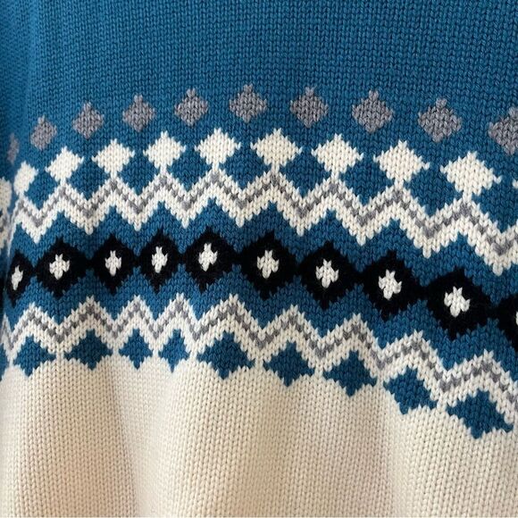 Rag and Bone Lloyd Fair Isle Sweater in Cream and Blue Size XXL NWT - Picture 3 of 8